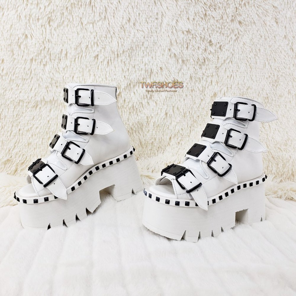 White Ashes Goth Punk Platform Sandal Shoes - Picture 13 of 14